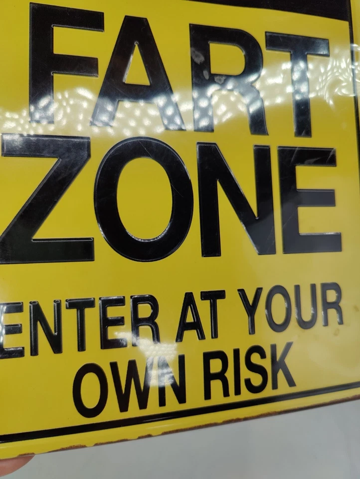 Warning Fart Zone Enter At Your Own Risk Yellow Tin Door Sign New Funny 8x12 - Image 4 of 4
