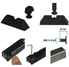 Anodized Aluminum Front And Rear Sights For Glock 17 19 22 23 24 26 27 31 34 35