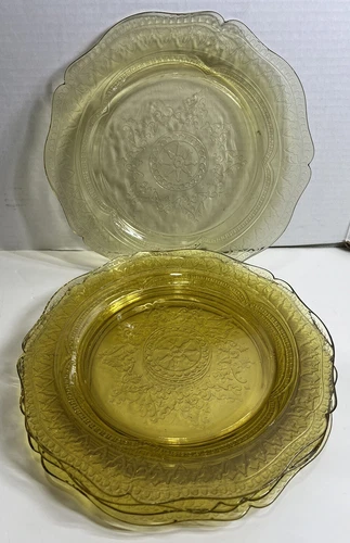 5 Federal Depression Glass Patrician Spoke Plate/Dish 11" Amber Yellow (B)