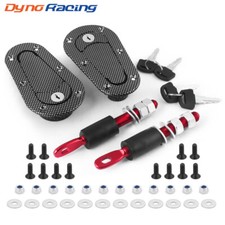 Universal Racing Red Flush Mount Quick Release Hood Latch Pin Key Locking Kit