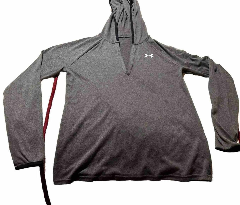 Under Armour Women's Tech Long Sleeve Hoodie, Carbon Heather/Metallic Silver, Sm - Image 3 of 4