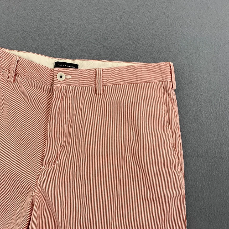 Pantalones Cortos Banana Republic Para Hombre Talla 38 Pin Rayas Frente Plano Algodón 11" Entrepierna Foto 2 de 4