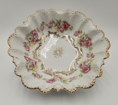 Royal Bavarian P. M. B. China Germany Scalloped Floral Serving Bowl