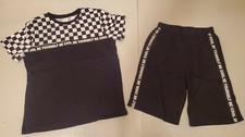 Shein Boys Size 11-12Y 2-Piece Activewear Short Set Outfit Black  White NEW