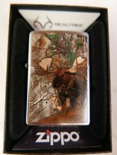 BIG BUCK IN WOODS DEER REALTREE ZIPPO LIGHTER Made in USA Ultra Rare #2
