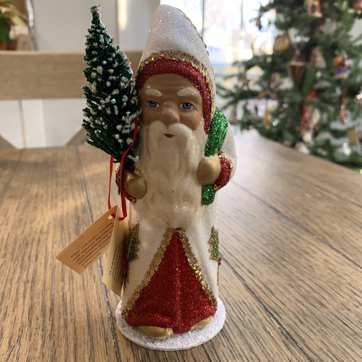 Ino Schaller Green Beaded Holly Leaves Santa Candy Container – Timothy De Clue Collection