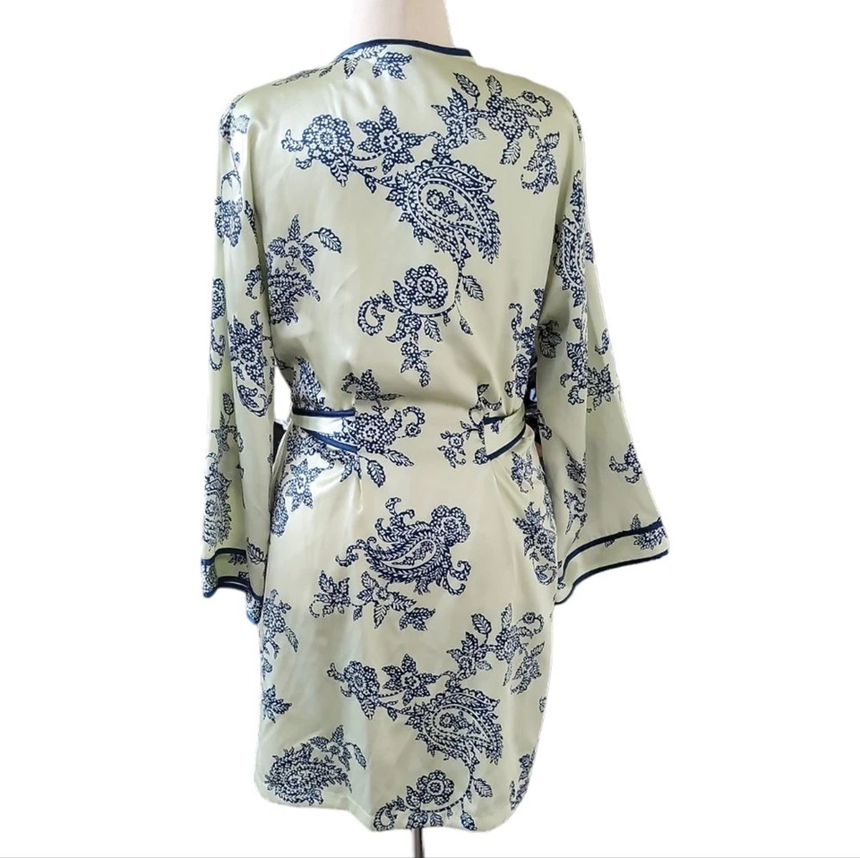 Usado en Excelente Condición Jones New York Mujer Verde Azul Floral Lencería Funda Envolvente, L/XL Foto 3 de 4