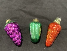 Vintage Holiday Accents Glass Christmas Ornaments Fruits And Vegetables