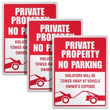 3 Pieces No Parking Sign, 14 X 10 Inches Reflective Private Property Sign Violat