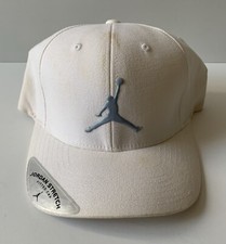 VINTAGE Air Jordan Nike Jumpman Pro FlexFit Stretch White Hat SM MED Retro NEW