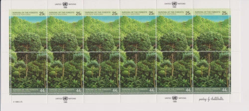 Timbres de l'Organisation des Nations Unies feuilles