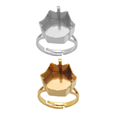 Brass Adjustable Ring Bases for 4699 Prismatic Hexagon 14x16mm Fancy Crystals
