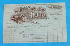 Old 1908 Billhead Receipt Blake, Scott & Lee, Foreign and Domestic Fruits Boston