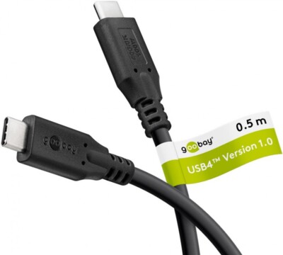 USB-C -Kabel, USB4 , 100 W, 40 Gbit/s, Power Delivery, 0,5 m, schwarz
