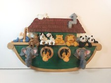 Noah's Ark Themed Plaque With Hooks Nursery Or Kids Room Wall Decor Dimensional