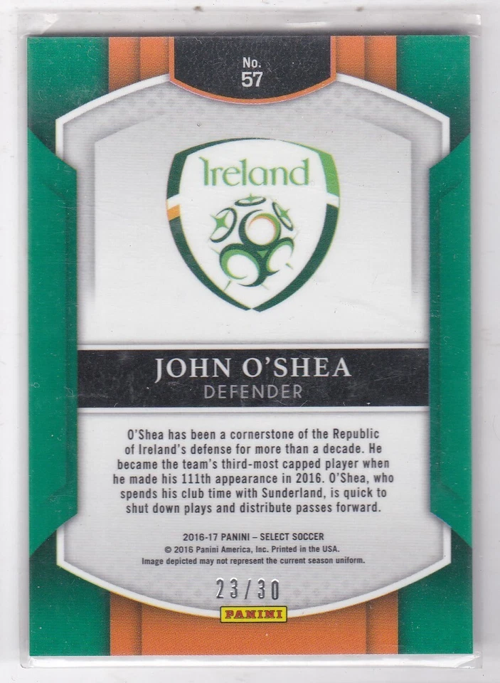 2016-17 Panini Select #57 John O'Shea Tie Dye Prizm 23/30 Ireland - Image 2 of 2