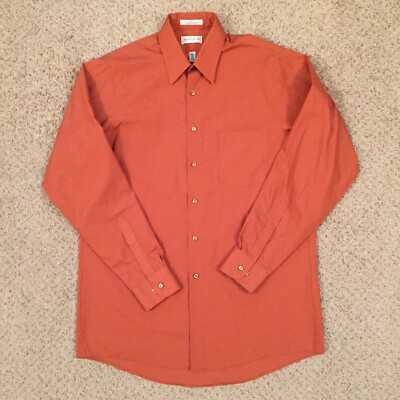 van heusen orange dress shirt Van Heusen Shirt Mens Medium Orange Long Sleeve Button Up