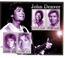 Nevis 2004 - John Denver American Folk Music - Sheet of 4 Stamps Scott #1394 MNH