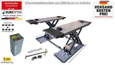 Mobile Scheren Hebebühne Basic-Line 1m Hubhöhe 3000 Kg  230 V