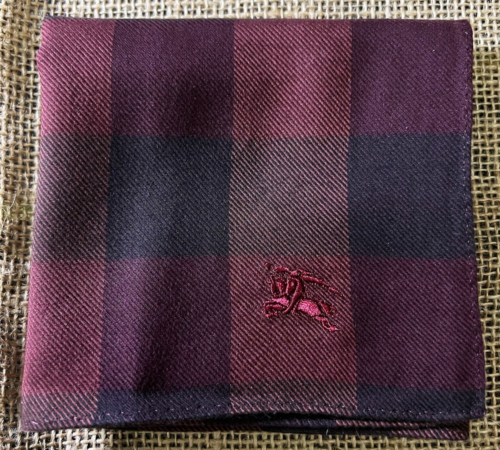 MAN HANDKERCHIEF VINTAGE CLASSIC ART RED GARNET CHECKED COTTON POCKET SQUARE 18" - Picture 1 of 3