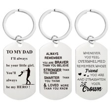 Stainless Steel Keyring Dad Mom Son Daughter Love Key Chain Cute Keyfob Gift