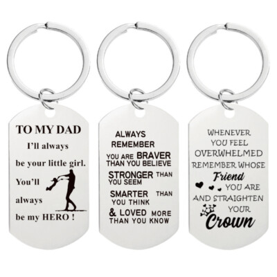 Stainless Steel Keyring Dad Mom Son Daughter Love Key Chain