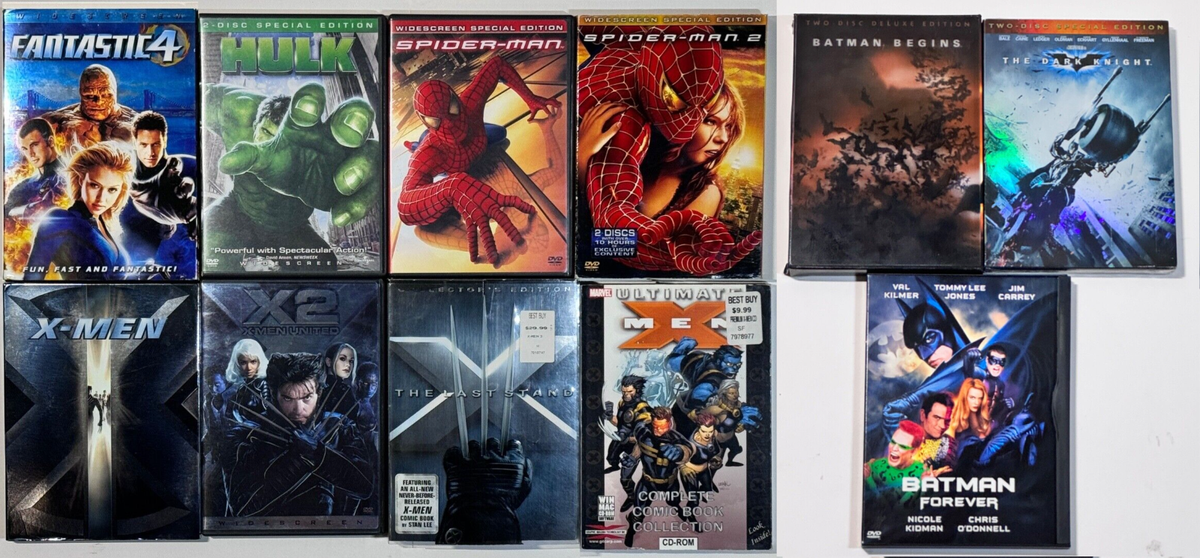 マーベル　DC DVD 10 DVD Marvel DC Comic Movies: Fantastic 4 Hulk Spider-Man Batman