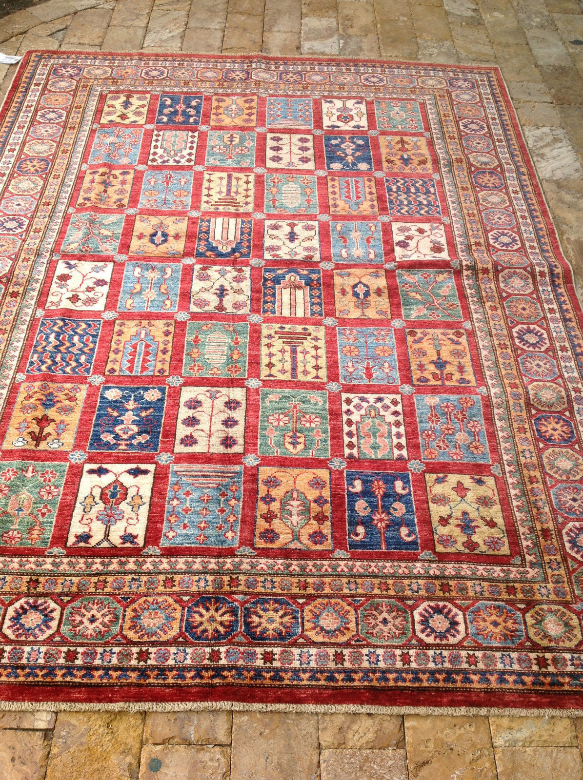 Восточный ковер из тонкой супер-казахской шерсти ручной вязки в племенном стиле 510 X 78