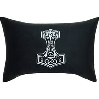 Thors Hammer Kissen 40X60Cm Vikings Fan, Valhalla, Wikinger Krieger, Schwarz