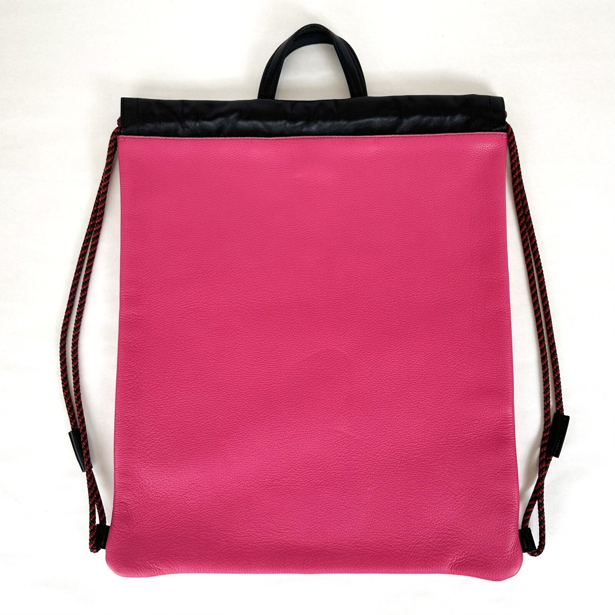 GUCCI ショルダーバッグ New Gucci Hot Pink Leather Trademark Logo Large Drawstring Bag