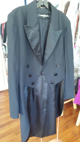 LOUIS FERAUD TUXIDO SET LONG TAIL VINTAGE Jacket BLACK 100% wool Size 8 - Picture 3 of 5