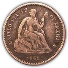 1861 1/0 1 over 0 Seated Liberty Half Dime Very Fine VF Coin #23328