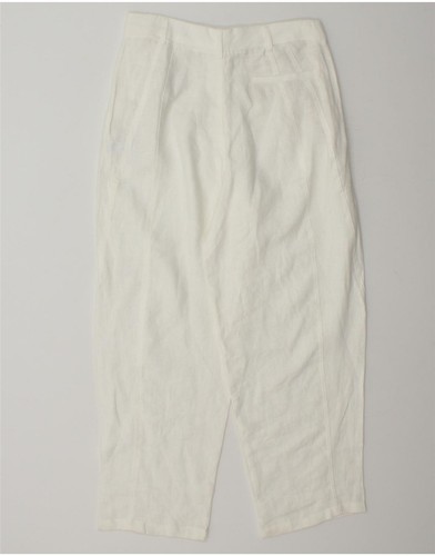 ZARA Womens Pegged Chino Trousers Small W30 L29 White Linen CA13 - Picture 2 of 3