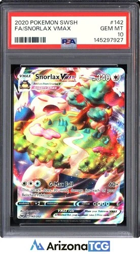 Pokemon 2020 Snorlax VMAX 142/202 Full Art Sword & Shield GEM MINT PSA 10
