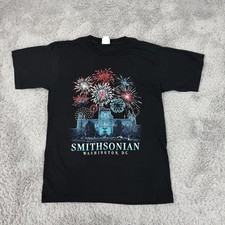 Vintage Smithsonian Institution Shirt Mens Medium Black Fireworks Washington DC