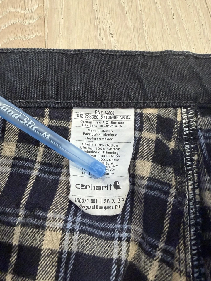 Pantalones Carpintero Carhartt Doble Rodilla Vintage Forrados Franela Negra Talla 38x34 Foto 3 de 4