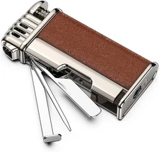 Pipe Lighter with Metal Tools Angled Soft Flame Butane Gas Refillable Gift for M