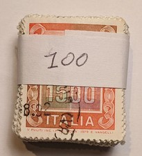 Lotto 100 Francobolli Alti Valori da 1500 Lire Mazzetta 100 pz Senza Frammento