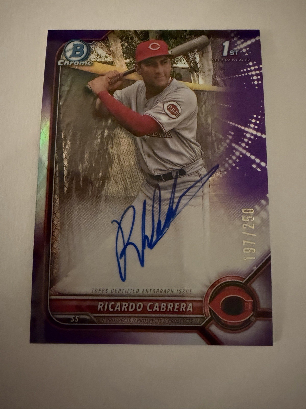 2022 Bowman Chrome Prospects Ricardo Cabrera 1st Bowman Auto /250