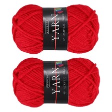 2PCS Crocheting Yarn, Crimson 4Ply Acrylic Yarn 50g, 110Yards