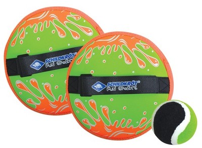 Schildkröt Neopren Klettball Set grün/orange | Klettballspiel Werfen Strandspiel