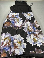 City Chic Cocktail Dress, Size Xs / 14 Black With Flowers With Pockets