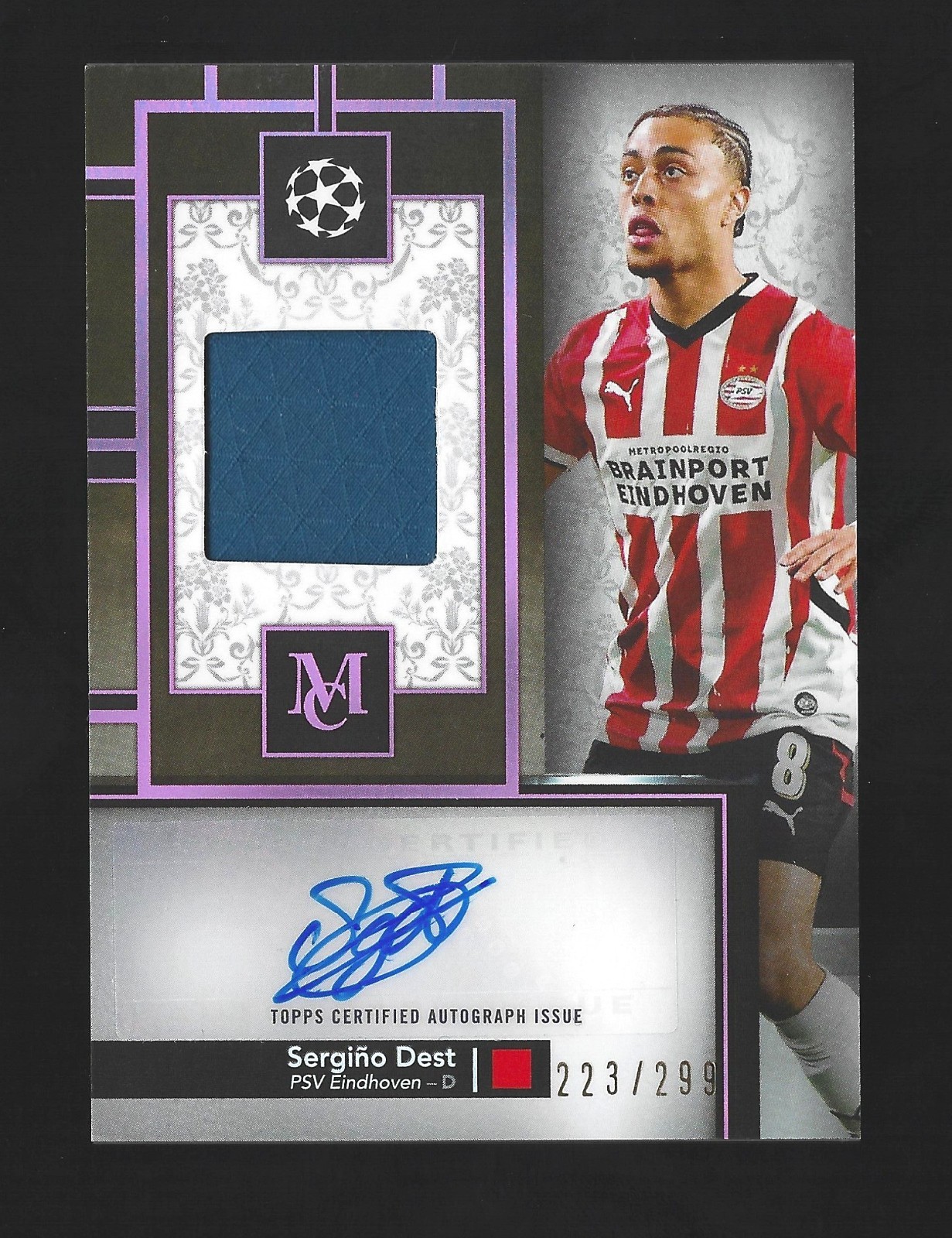 2024-25 Topps Museum Collection Sergino Dest Relic Jersey Auto 223/299 PSV