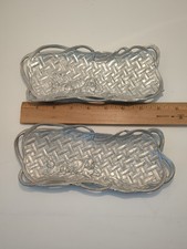 Pair Arthur Court 1998 Bunny Rabbit Basket Weave 8” Rectangular Tray Easter