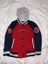 Marvel Spider-Man Hoodie Varsity Hooded Jacket Full Button Toddler Boys Size 5