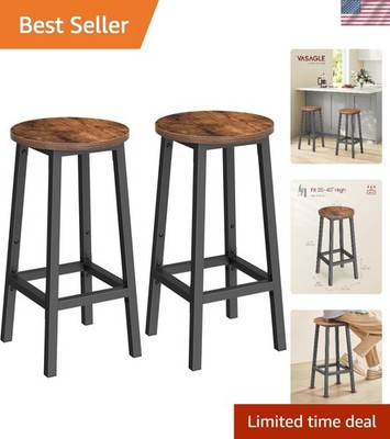 Rustic Brown Counter Height Stools - Set of 2 for Modern Kitchen Dining