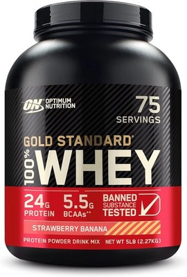 Optimum Nutrition 100% Whey Protein Powder - Strawberry Banana, 5lb, Exp. 09/27