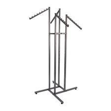 SSWBasics 4-Way Clothes Rack with Slant Arms - Raw Steel Clothing Rack