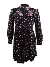 Jill Jill Stuart Women's Printed Ruffled Shirtdress (L, Bouquet Print)