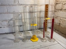 Lot Of 9 graduated glass cylinders - Various Sizes 250 Ml, 100 Ml, 50 Ml, 25 Ml